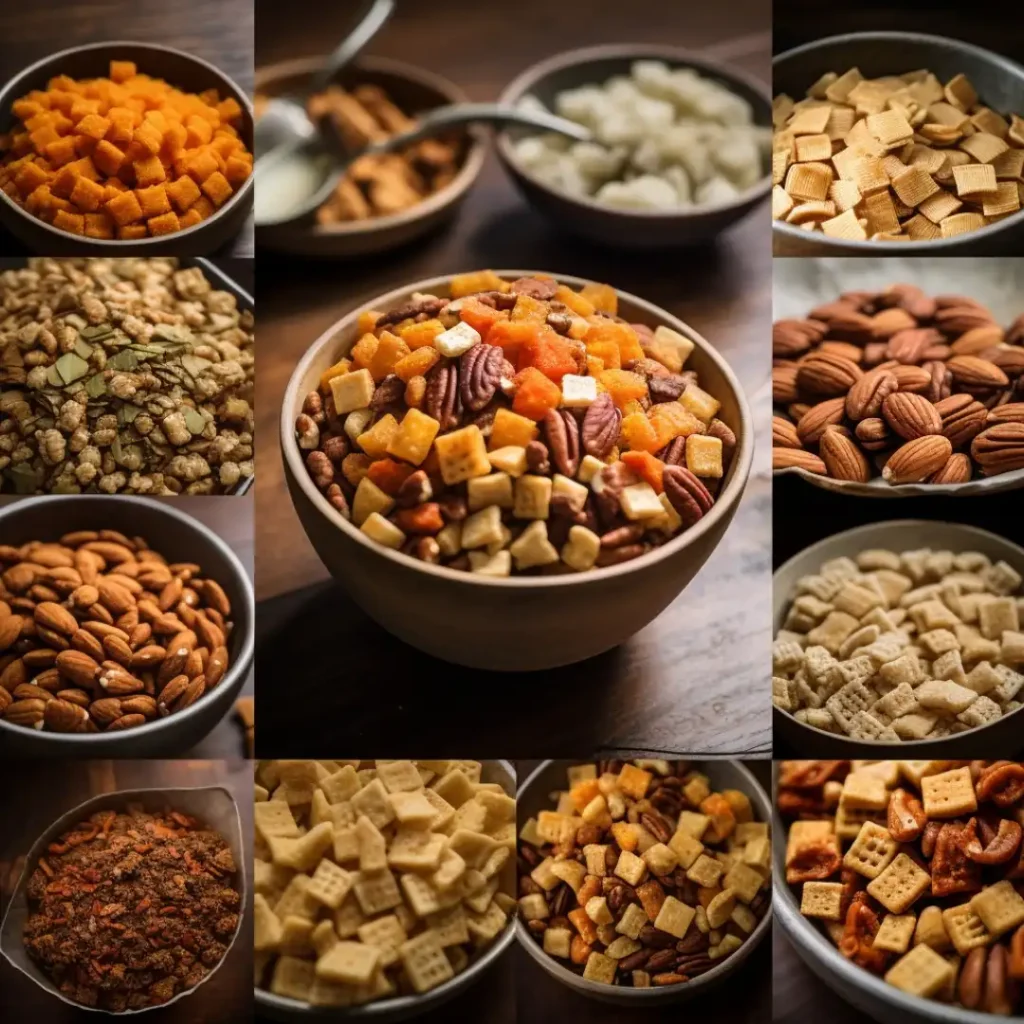 A vibrant bowl of mixed nuts, dried fruits, and crackers, perfect for a healthy snack.